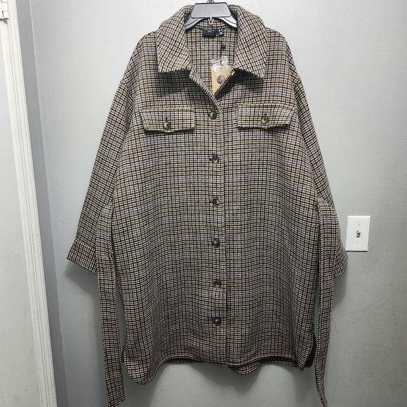 Vero Moda Jackets & Blazers - Vero moda curve women's long wool blend Shacket size 20 plaid new with ta…